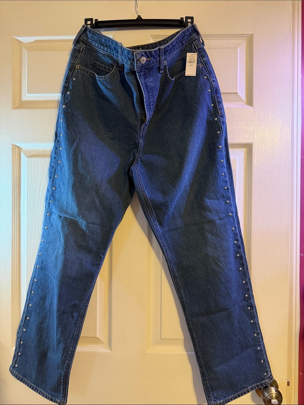 Dark Blue Stud-Trim Men’s Jeans - Classic Denim